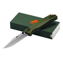 Ozark Trail 7.5 inch Button Lock Folding Knife with 3.25" 12C27 Blade,G10 Handle,Lanyard Hole