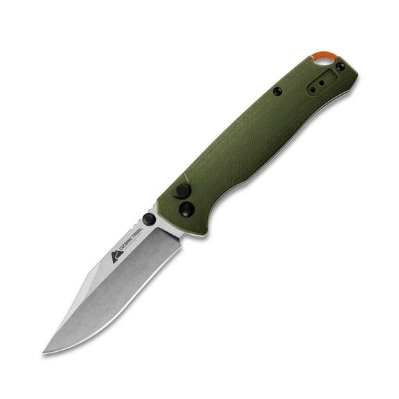 Ozark Trail 7.5 inch Button Lock Knife 3.25" 12C27 Blade Dual Clip G10 Handle Lanyard Hole