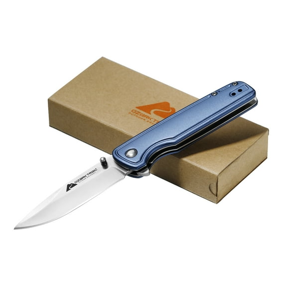 Ozark Trail 7 inch Folding Knife with 3" D2 Blade and 4" Aluminum Handle,Reversible Belt Clip