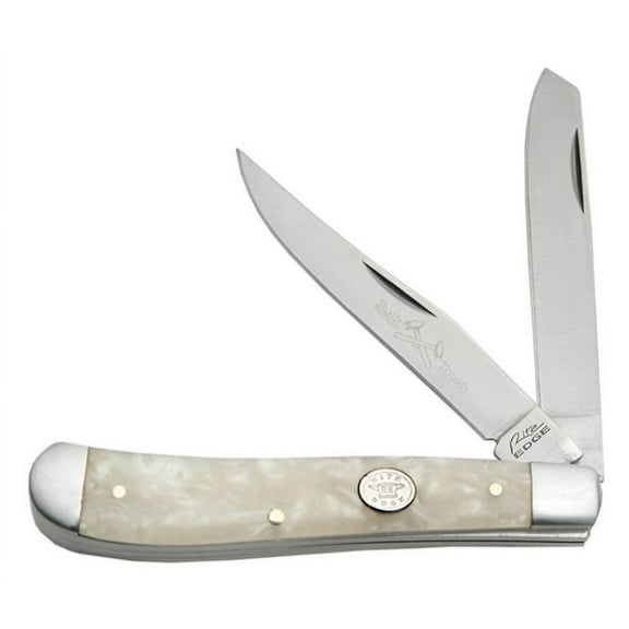 Rite Edge Large Trapper Knife, 3.75" Pearl Handle with 2 Stainless Steel Blades