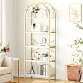 thumbnail image 1 of FOLDLIFE 5-Tier X-Shape Arched Bookshelf with Adjustable Feet and Metal Frame,Modern Freestanding Display Shelving Storage Rack,Tall Open Standing Bookshelf,Gold, 1 of 8