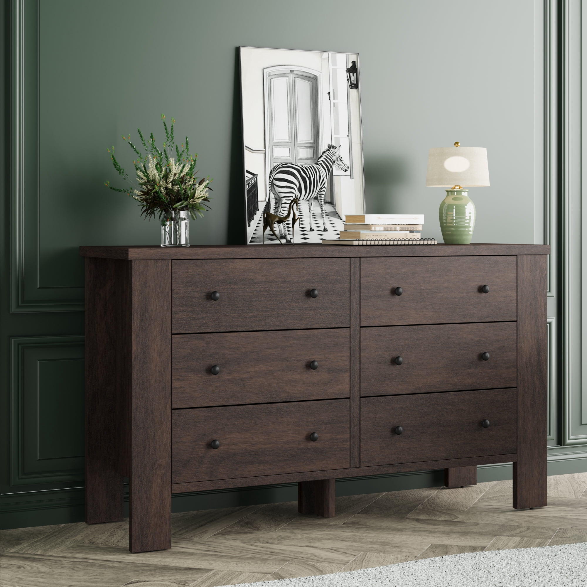 FOLDLIFE 6 Drawer Dresser, Dark Brown - Walmart.com