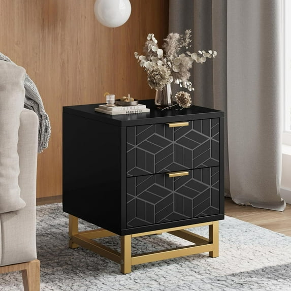 FOLDLIFE Bedroom Dresser with 2 Drawers, Wooden Dresser for Entryway, Wide Storage Cabinet for Living Room, Black