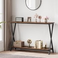 thumbnail image 1 of FOLDLIFE Brown Slim Console Table with Storage，Wood 2-Tier Industrial Design Entryway Console Table,Narrow Sofa Table with Open Storage Shelf for Living Room, Hallway and Foyer, 1 of 7