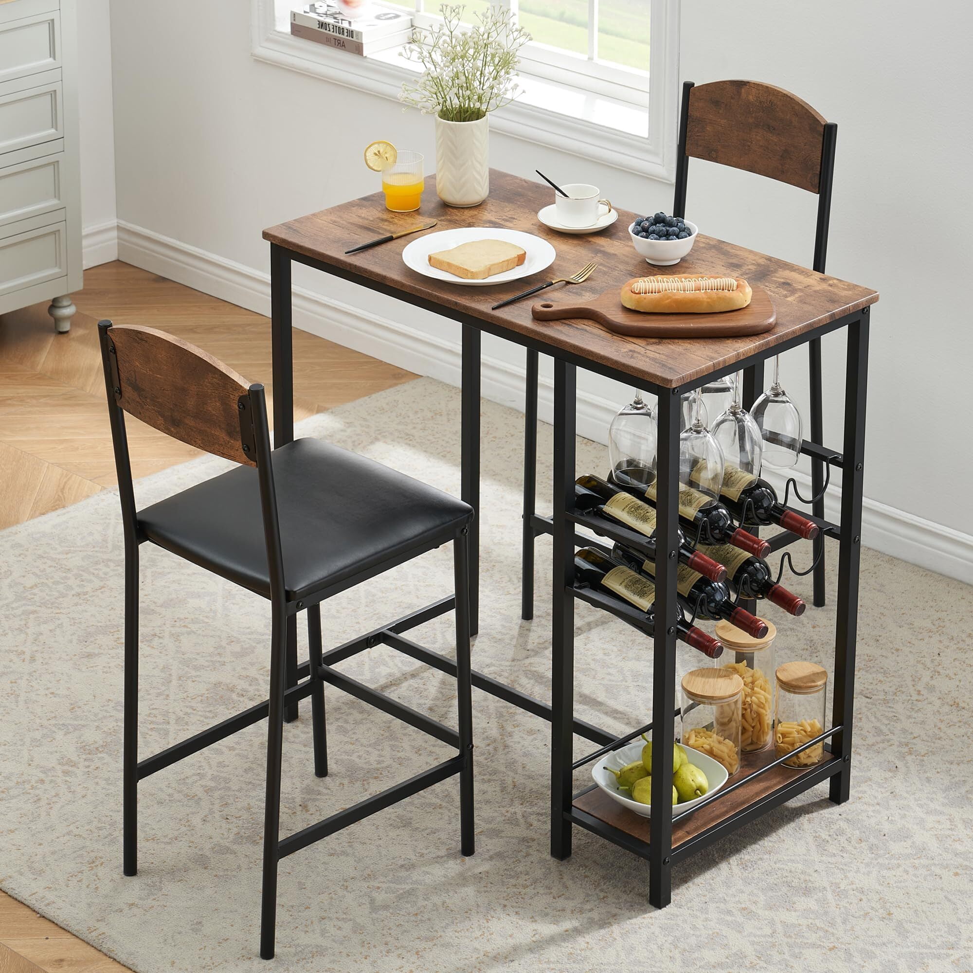 FOLDLIFE Dining Table Set for 2,Kitchen Table Set with 2 Upholstered ...