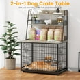 thumbnail image 1 of FOLDLIFE Furniture-Style Dog Crate with 3-Layer Storage Shelves, Indoor Dog Cage with Flip-Up Top and Adjustable Bowls, Dual Function as End Table and Dog Kennel, 1 of 8