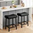 thumbnail image 1 of FOLDLIFE Set of 2 Modern 24" Counter Height Barstools, Upholstered Backless Saddle Stools with Curved Surface in PU Leather for Kitchen Counter or Home Bar, Black, 1 of 8