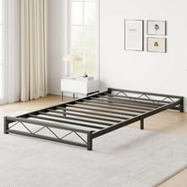 FOLDLIFE Twin Size Low Platform Bed Frame, Metal Frame with Wavy Pattern and Slat Support, No Box Spring Required, Easy Assembly