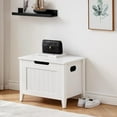 FOLDLIFE Wooden Storage Chest with Cushion Seat, UShaped Storage Trunk