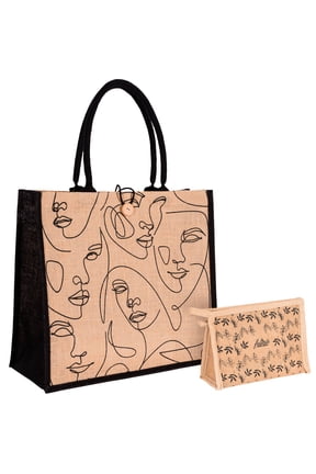 Reusable Straw Beach Tote Bag for Women - Waterproof Woven Cute Jute Gift Bag for Her Travel, Shopping, Everyday Use