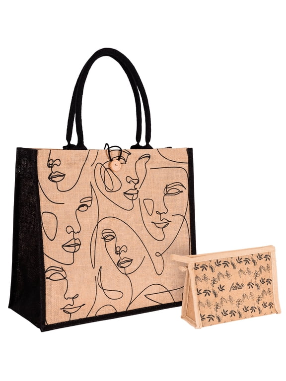 Reusable Straw Beach Tote Bag for Women - Waterproof Woven Cute Jute Gift Bag for Her Travel, Shopping, Everyday Use