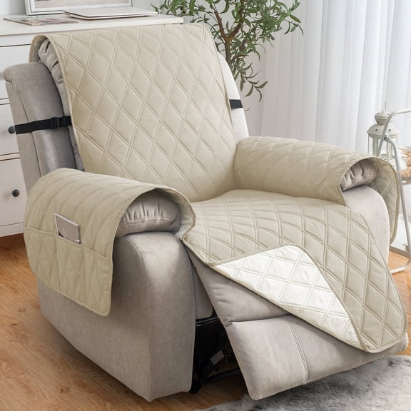 FOLIFOSS Waterproof Non-Slip Polyster Recliner Slipcovers, Beige