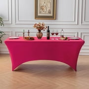 FOLINS&HOME Fuchsia 4FT Fitted Spandex Tablecloth, Waterproof Wrinkle Free Washable Elastic Table Cover for 4 Foot Rectangle Tables, Stretch Rectangular Table Cloth for Wedding, Banquet, Party