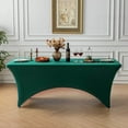 thumbnail image 1 of FOLINS&HOME Green 5FT Fitted Spandex Tablecloth, Waterproof Wrinkle Free Washable Elastic Rectangular Table Cover for Wedding, Banquet, Party, 1 of 8