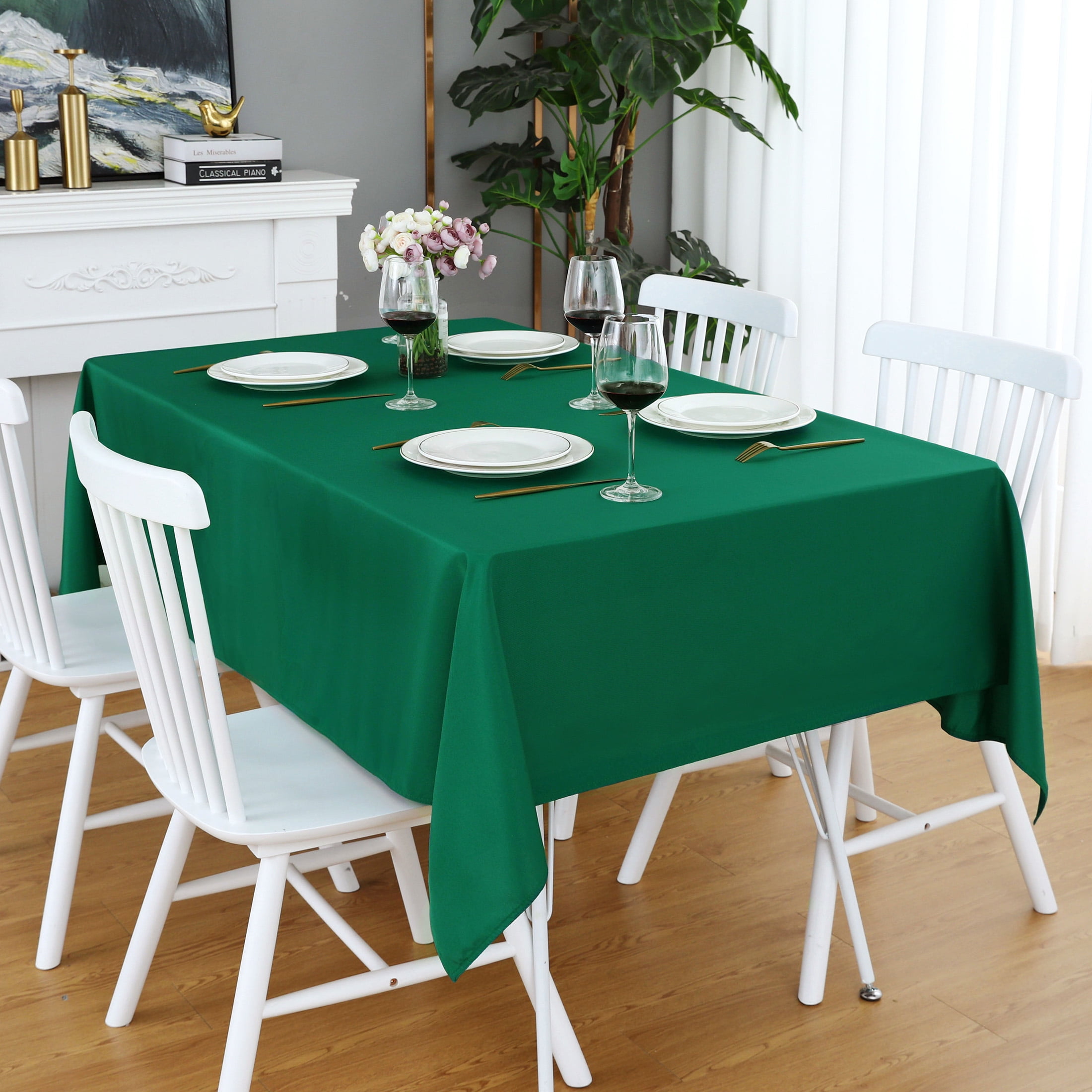 FOLINS&HOME 52x70 inch Green Rectangle Tablecloth - Waterproof, Wrinkle ...