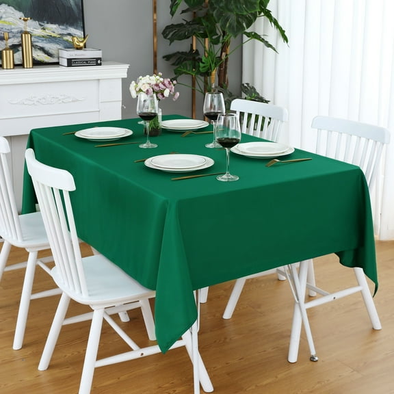 FOLINS&HOME Green Rectangle 60 x 60 inch Tablecloth - Waterproof & Wrinkle Free Heavy Duty Washable Polyester Table Cloths for Party, Banquet, Dining - Rectangular/Square