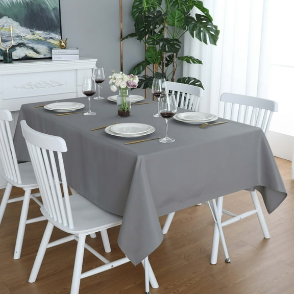 FOLINS&HOME Grey Rectangle 60 x 60 Inch Tablecloth - Waterproof & Wrinkle Free Heavy Duty Washable Polyester Table Cloths for Party, Banquet, Dining - Rectangular/Square