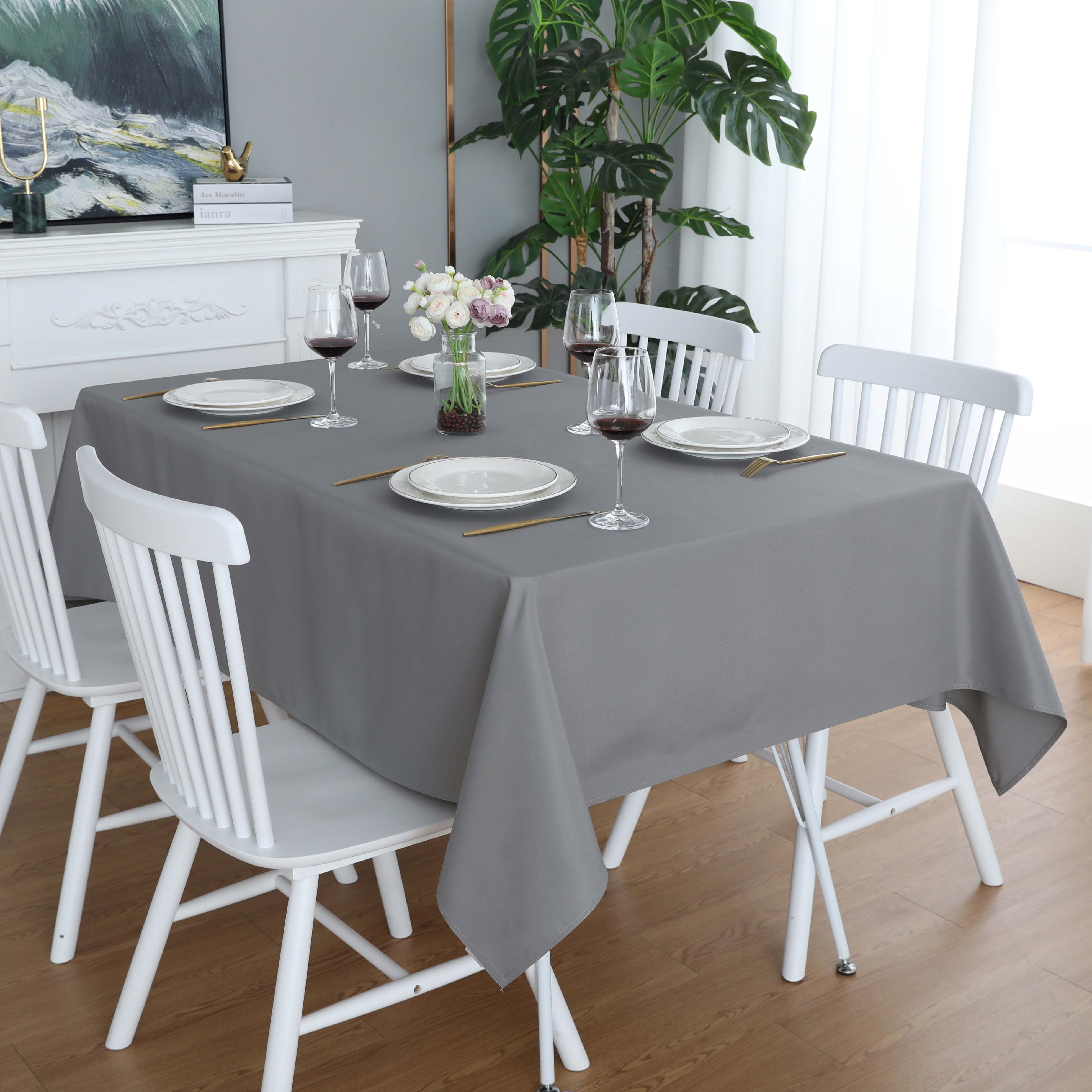 FOLINS&amp;HOME Grey Rectangle 60 x 84 Inch Tablecloth - Waterproof ...