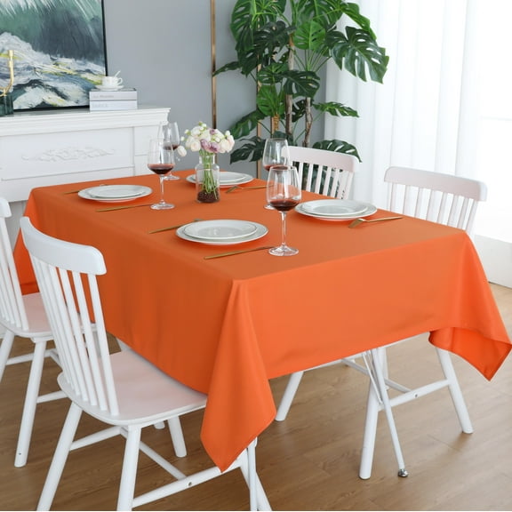 FOLINS&HOME Orange Rectangle 60 x 60 Inch Tablecloth - Waterproof & Wrinkle Free Heavy Duty Washable Polyester Table Cloths for Party, Banquet, Dining - Rectangular/Square
