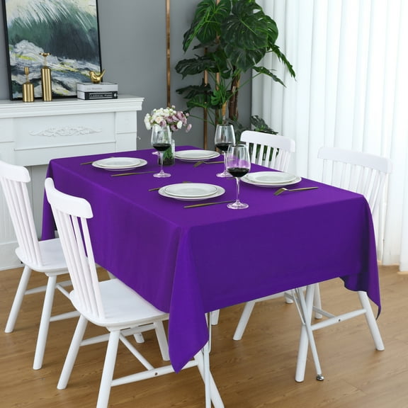 FOLINS&HOME Purple Rectangle 60 x 84 Inch Tablecloth - Waterproof & Wrinkle Free Heavy Duty Washable Polyester Table Cloths for Party, Banquet, Dining - Rectangular/Square