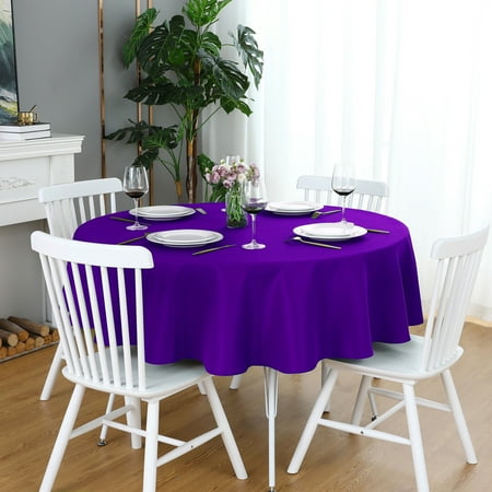 FOLINS&HOME Purple Round 48 Inch Tablecloth - Waterproof & Wrinkle Free Heavy Duty Washable Polyester Table Cloths for Party, Banquet, Dining - Circle/Circular