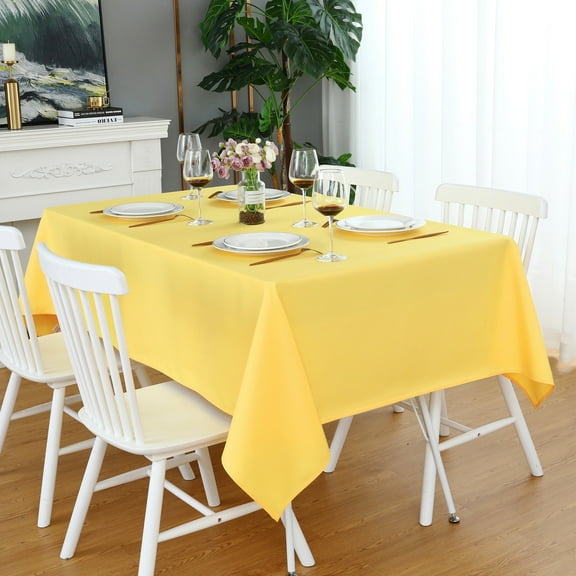 FOLINS&HOME Yellow Rectangle 60 x 102 inch Tablecloth - Waterproof & Wrinkle Free Heavy Duty Washable Polyester Table Cloths for Party, Banquet, Dining - Rectangular/Square