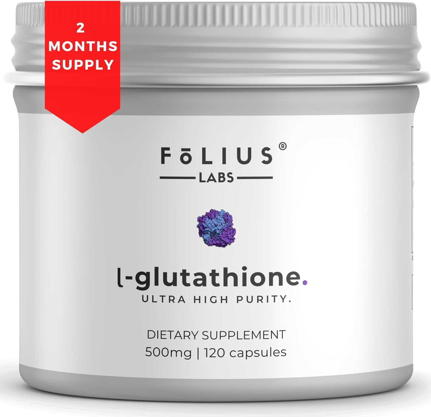 FOLIUS LABS Ultra High Strength L-Glutathione 98% Supplement - Collagen Supplements for Women and Men
