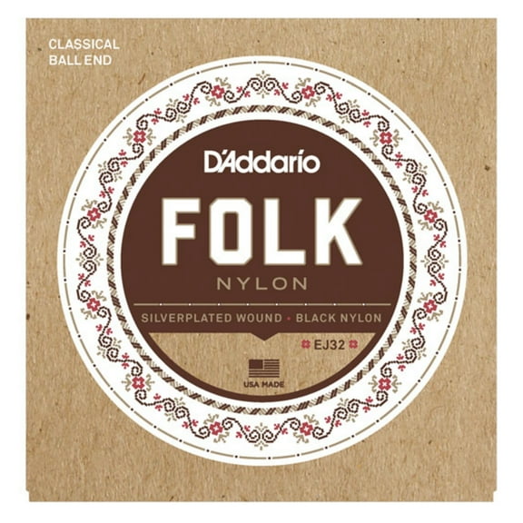 FOLK SILVER WOUND/BLACK TREBLES BALL END