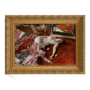 FOLKOR Wood Frame for 24x36" Canvas Oil Paintings, DIY Antique Ornate Picture Frame for Landscape Portrait, 2.4" Wide Gold Art Frame for Prints PosterEmpty Frame Only, No Plexiglass & Backing Board