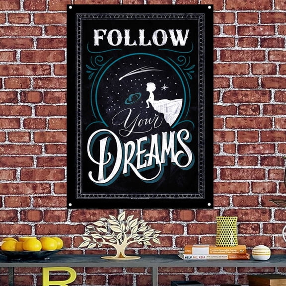 FOLLOW YOUR DREAMS - Workout Inspirational Poster Wall Hanging Flag Tapestry Canvas Print Art Painting - Decorated GYM With This Perfect Fitness Motivational Banner 38" x 57"