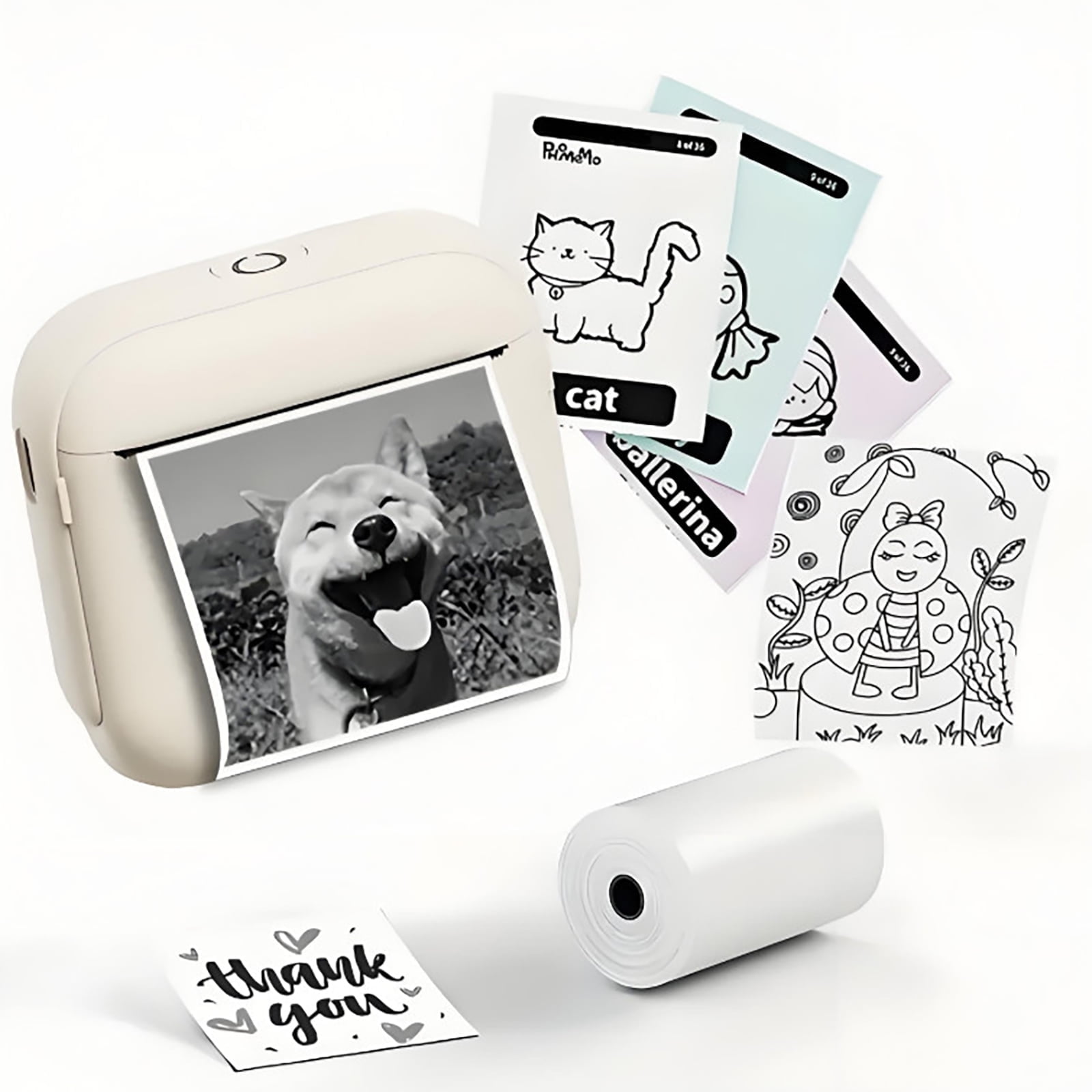 Foluu Portable Wireless Thermal Printer Inkless Label Maker with Paper, Android & iOS, 1 Pack, White