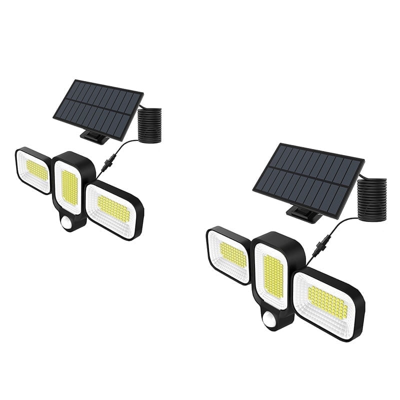 Foluu Solar Flood Lights 225 LED IP65 Waterproof 3 Modle 3 head Adjustable 270° Wide Outdoor 2 Packs