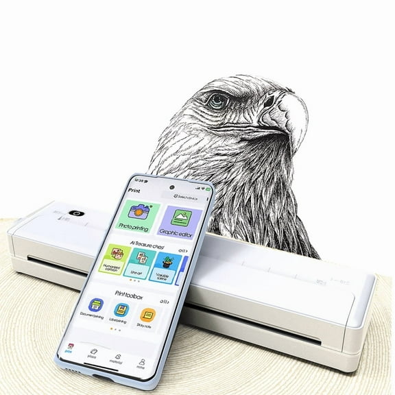 Foluu Portable Thermal Printers X8 Inkless Rechargeable Compact Mobile A4 Label Printer, White