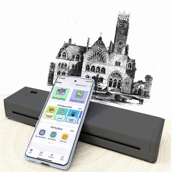 Foluu X8 Portable Thermal Printers, A4 Paper & US Letter, Bluetooth Thermal Printer Compatible Android IOS, Black