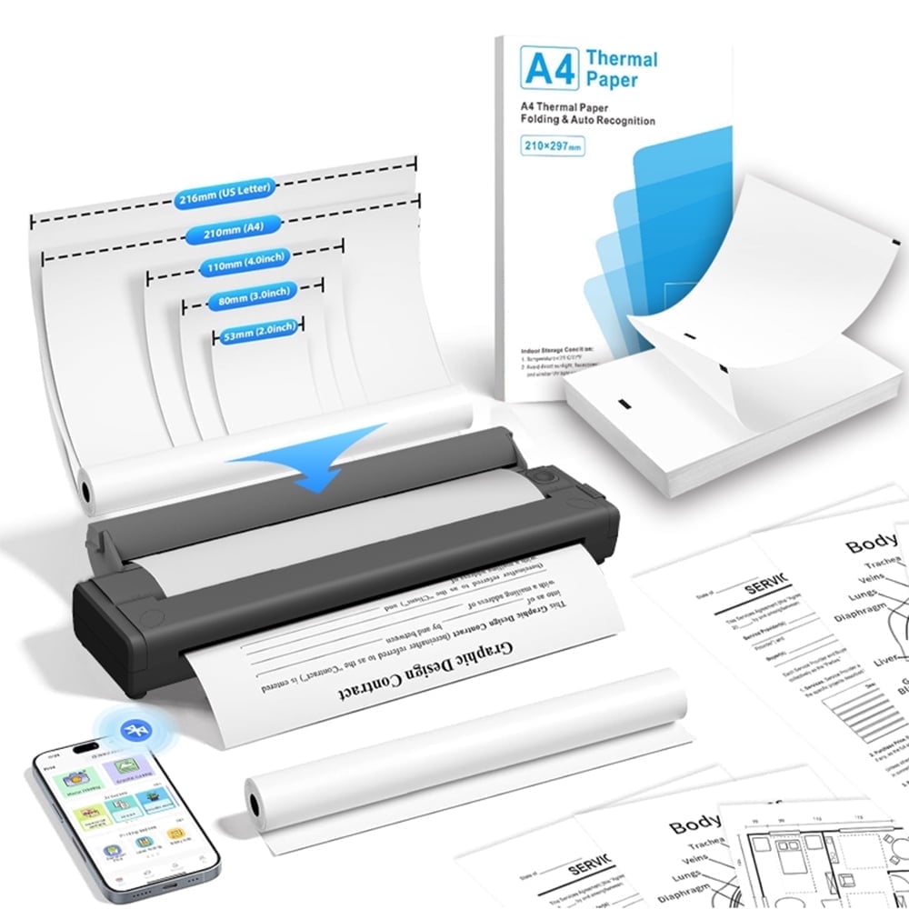 Foluu Thermal Tattoo Printers X9 Portable Wireless with 1Roll Paper Compatible with Phone/PC