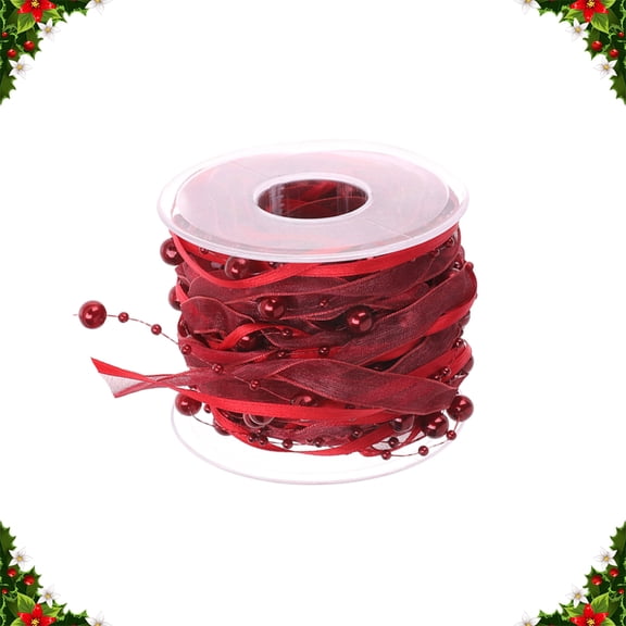 FOLOYORI Polyester Bead Ribbon Roll for Bouquet Decoration, 2.8 x 2.8 Inches, Plastic Craft Ribbon