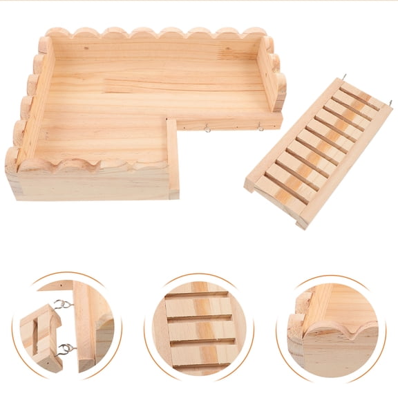 FOLOYORI 1 Set Hamster Exploring Toy Wood Square Small Animal Platform Khaki 12.6X9.8X2.4in