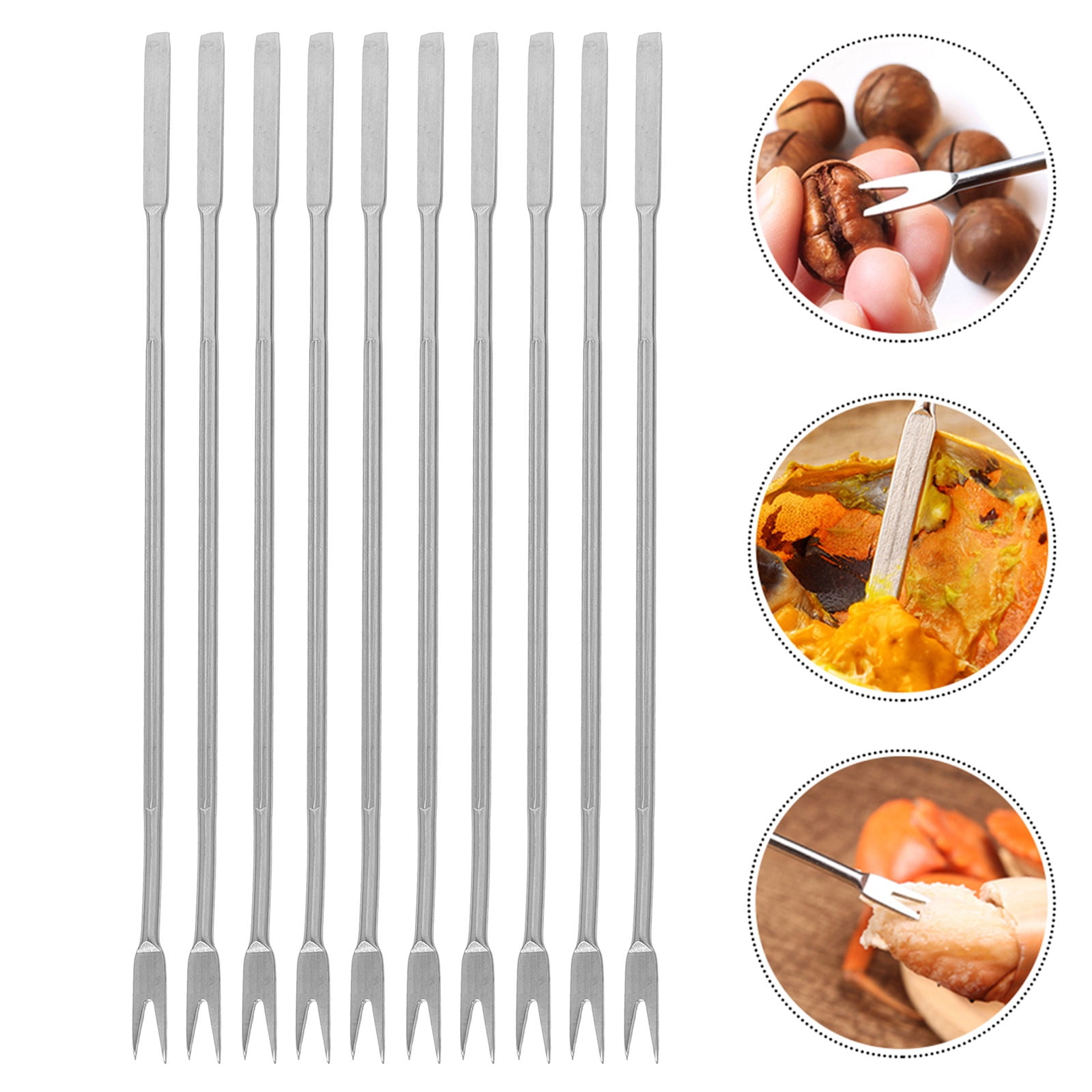 6 Pcs Stainless Steel Seafood Forks - Lobster Picks, Crab Shell Crackers, Oyster & Nut Tools