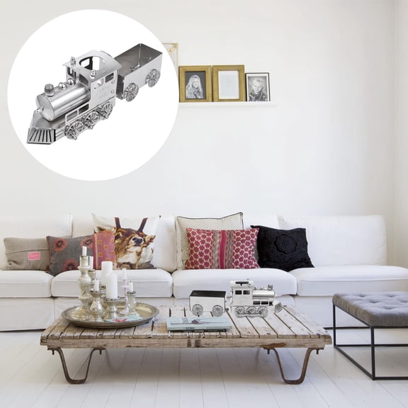 FOLOYORI 1 Set Steam Train Model Retro Style Luxury Design Stainless Steel Table Decoration 11.8x3.9x2.8in