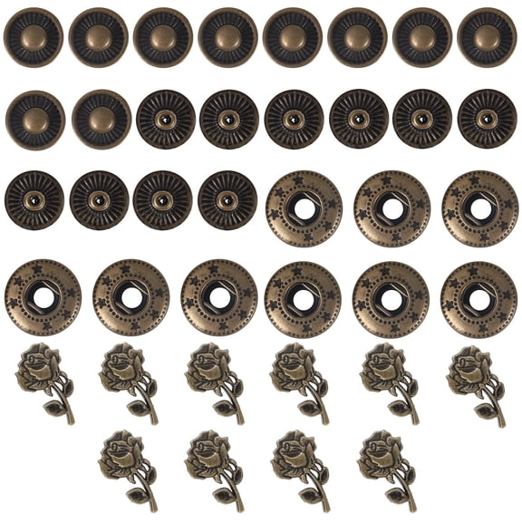 FOLOYORI 10 Sets Alloy Buttons for Clothing and Bags Decorative Use Golden Round Snap Fasteners
