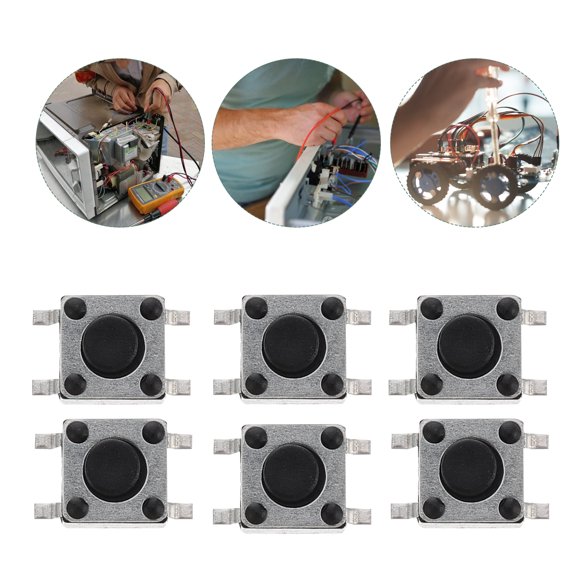 FOLOYORI 100-Pack Rectangular Momentary Tactile Push Button for Electronics Engineers and Projects