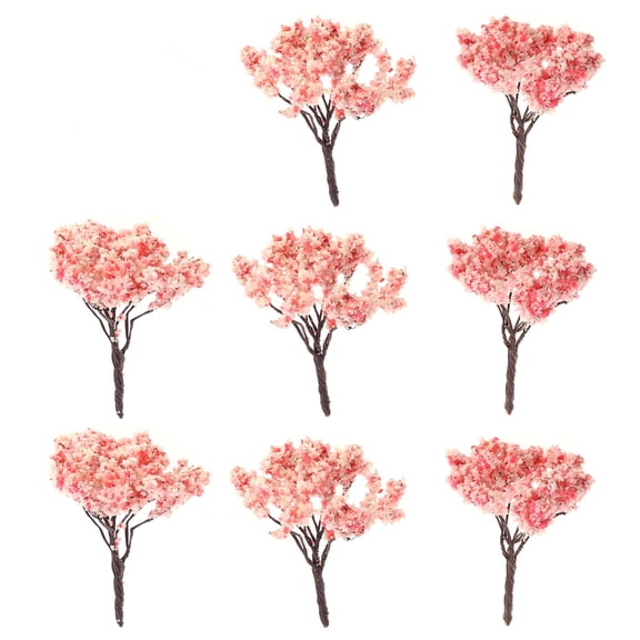 FOLOYORI 10Pcs Pink Metal Model Cherry Trees Miniature Tree Model For Train Scenery Architecture