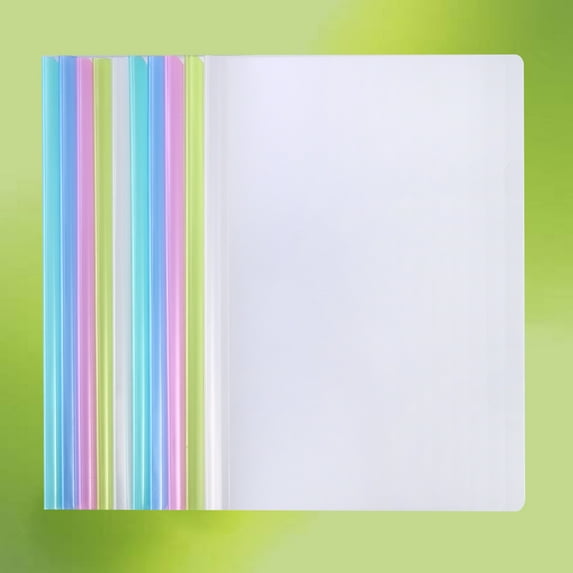 FOLOYORI 10Pcs Plastic Document Folders PP Transparent Slide Clamp for A4 Papers Schools