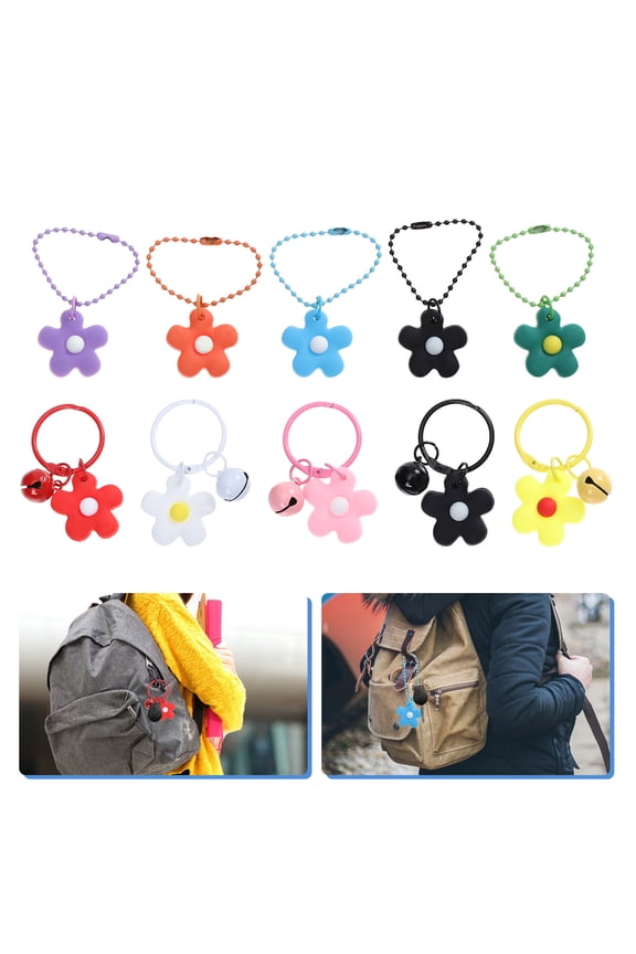 10Pcs Sturdy Assorted Color Flower Bell Key Hanging Pendants for Decoration