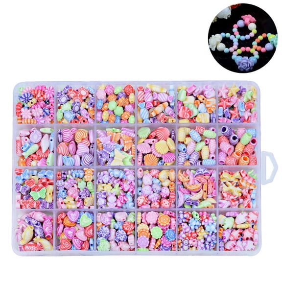 FOLOYORI 1200 Pieces DIY Acrylic Beads Toys for Children Jewelry Making Various Shapes Assorted Color