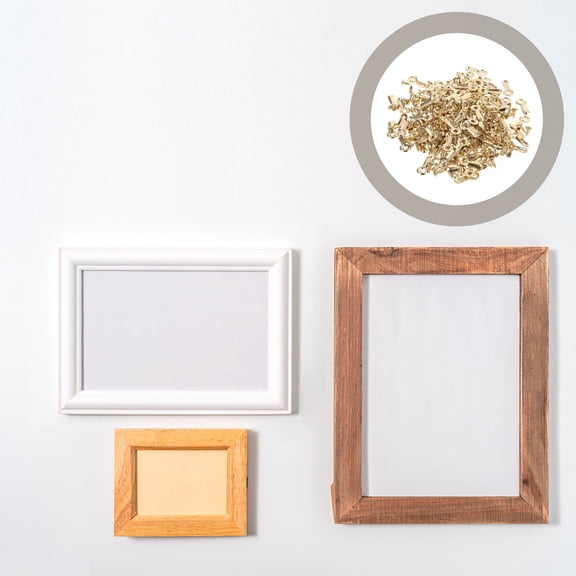 FOLOYORI 160Pcs Golden Picture Frame Turn Buttons with Screws Sturdy Metal Backing Clips for Hanging Photos and Posters