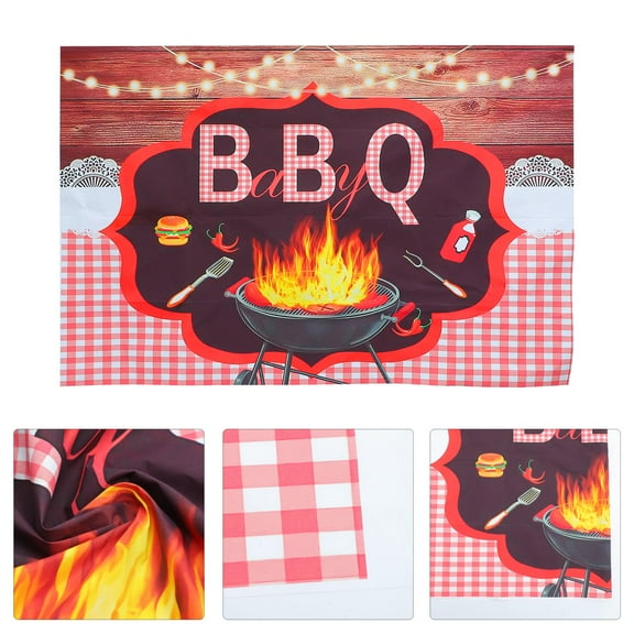 FOLOYORI 1Pack Barbecue Theme Decoration Cloth Advanced Printing For Porch 120x47in