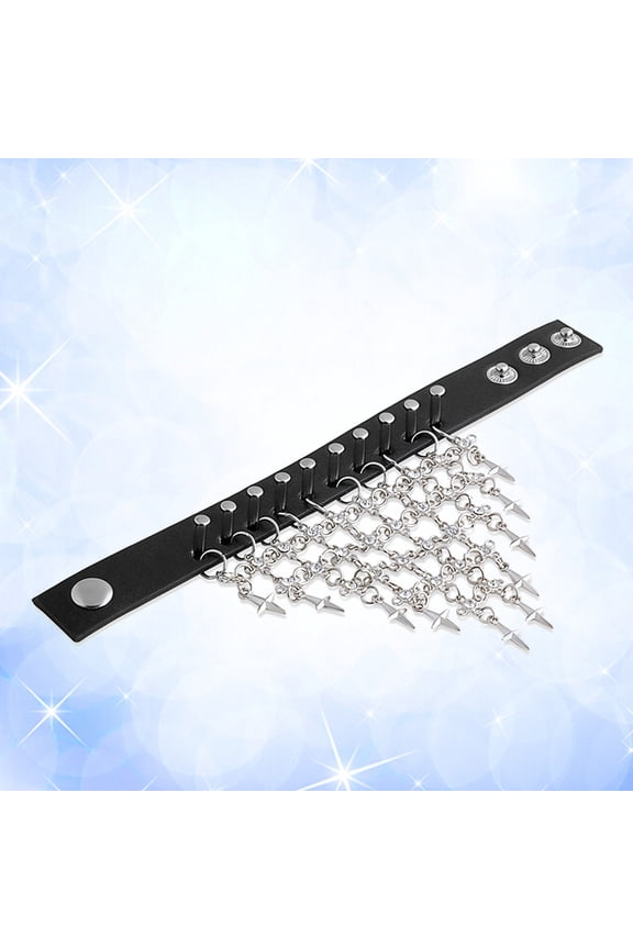 1Pack Black Metal Chain Bracelet For Men Vintage Punk Style Fashion Accessory