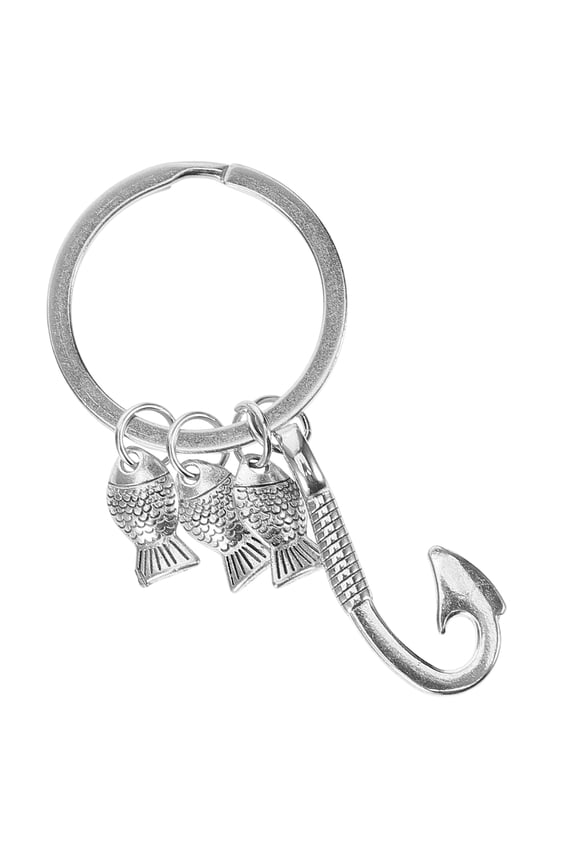 Creative Metal Keychains Fishing Theme Key Rings with Durable Alloy Pendant for Hanging Keys