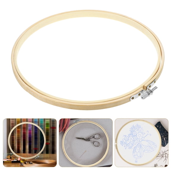 FOLOYORI Golden Wooden Embroidery Hoop Circle for Cross , Needlework, Fabric Painting, and Craft Projects
